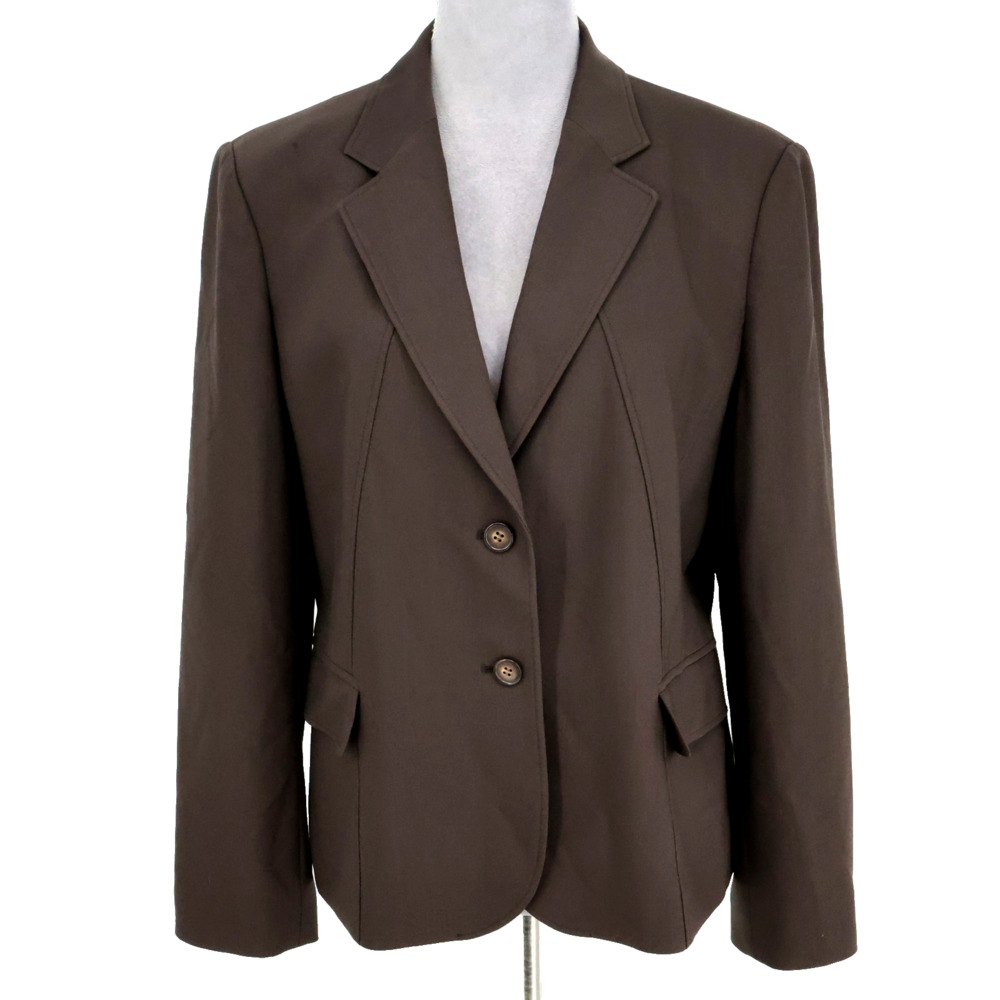 Talbots Jacket Petites 12P Brown Italian Wool Blend Lined Blazer Japan Vintage